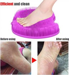 img 1 attached to GuanZo Extra Large Shower Foot Cleaner Scrubber Massager: Non-Slip Suction Cups, Softer Bristles Design For Increased Circulation & Exfoliation (11.8 X 9.5 Inches) - Purple
