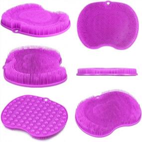 img 2 attached to GuanZo Extra Large Shower Foot Cleaner Scrubber Massager: Non-Slip Suction Cups, Softer Bristles Design For Increased Circulation & Exfoliation (11.8 X 9.5 Inches) - Purple