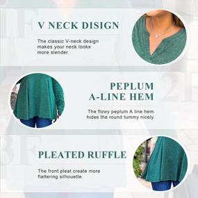 img 1 attached to Miusey Women Long Sleeve Peplum Tops V Neck Pleated Fitted Ruffle Tunic Blouse For Hiding Belly