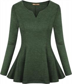 img 4 attached to Miusey Women Long Sleeve Peplum Tops V Neck Pleated Fitted Ruffle Tunic Blouse For Hiding Belly