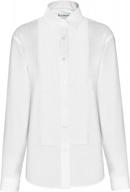 timeless elegance: frankers women's white tuxedo shirt with quarter-pleat and laydown collar logo