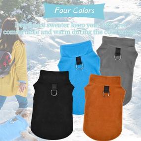 img 3 attached to 🐶 Bundle of 4 Dog Sweaters with Leash Ring - Cozy Fleece Outfits for Small Male Chihuahua, Yorkies - Pet Puppy Clothing Cat Doggie Coat Set (Medium, Blue, Brown, Grey, Black)