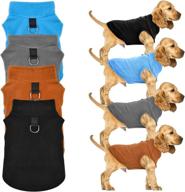 🐶 bundle of 4 dog sweaters with leash ring - cozy fleece outfits for small male chihuahua, yorkies - pet puppy clothing cat doggie coat set (medium, blue, brown, grey, black) логотип