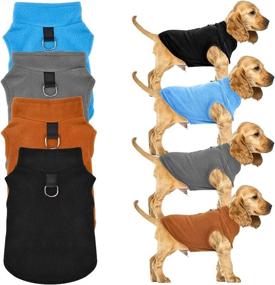 img 4 attached to 🐶 Bundle of 4 Dog Sweaters with Leash Ring - Cozy Fleece Outfits for Small Male Chihuahua, Yorkies - Pet Puppy Clothing Cat Doggie Coat Set (Medium, Blue, Brown, Grey, Black)