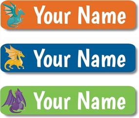 img 4 attached to Lovable Labels Personalized Labels For Kids (45 Labels) - Waterproof Dishwasher Safe Peel And Stick Labels Are Great For School Supplies Daycare Camp Bottles (Dragons Den)