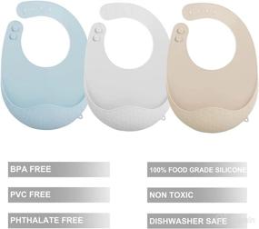 img 3 attached to 🐼 PandaEar 3 Pack Super Light Silicone Baby Bibs: Waterproof, with Food Catcher Pocket & Adjustable Feeding Bibs for Boys and Girls