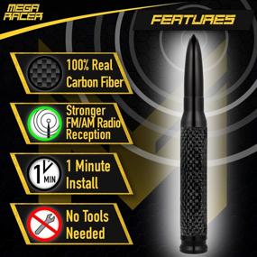 img 2 attached to Black Carbon Fiber Mega Racer 50 Cal Bullet Antenna - 5.5 Inch Universal Fit for Cars, Solid Aluminum with Anti-Theft Design, AM/FM Compatible, Car Wash Safe