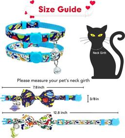 img 2 attached to 🐱 Pohshido 2 Pack Cat Collar with Bow Tie and Bell - Space and Dinosaur Breakaway Collar for Male and Female Cats