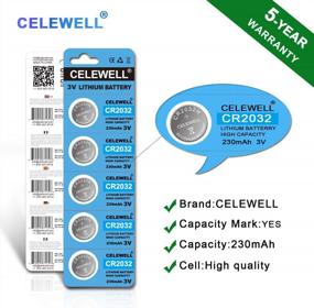 img 2 attached to 10 Pack CELEWELL CR2032 Lithium Coin Cell Battery - High Capacity 230MAh, 3 Volt Button Battery For Devices - ECR2032 Replacement - 5-Year Warranty (Not Suitable For Thermometers)