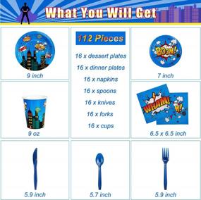 img 3 attached to Superhero Party Supplies For Boys Birthday - Complete 112-Piece Decor Set Including Plates And Napkins For 16 Guests By DECORLIFE