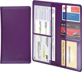 img 4 attached to Wisdompro Car Registration And Insurance Holder - Premium PU Leather Vehicle Glove Box Organizer Wallet For Document, License, Card And Other Essentials (Purple)