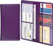 wisdompro car registration and insurance holder - premium pu leather vehicle glove box organizer wallet for document, license, card and other essentials (purple) logo