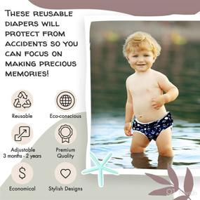 img 2 attached to 🏊 Will & Fox Reusable Swim Diapers – Eco-Friendly, Adjustable Boys Swimming Diaper 0-2 Years – Zigzag & Anchor Design – 2 Pack