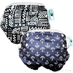 img 4 attached to 🏊 Will & Fox Reusable Swim Diapers – Eco-Friendly, Adjustable Boys Swimming Diaper 0-2 Years – Zigzag & Anchor Design – 2 Pack