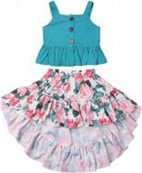 топ для маленьких девочек с рюшами на бретельках + юбка в стиле бохо с цветочным принтом, летняя одежда, комплект из двух предметов логотип