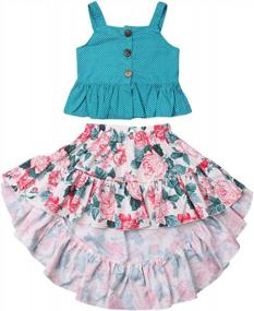 img 4 attached to Toddler Baby Girls Ruffle Strap Top+Boho Floral Skirt Summer Outfit Clothes Two Piece Set