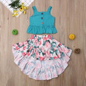 img 3 attached to Toddler Baby Girls Ruffle Strap Top+Boho Floral Skirt Summer Outfit Clothes Two Piece Set