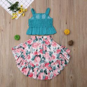 img 2 attached to Toddler Baby Girls Ruffle Strap Top+Boho Floral Skirt Summer Outfit Clothes Two Piece Set