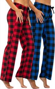 img 4 attached to Women'S Buffalo Plaid Fleece Pajama Pants Sleepwear For DevOps