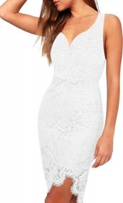 img 2 attached to Women'S Sleeveless V Neck Floral Lace High Low Cocktail Dress - AOOKSMERY Casual Evening Bodycon Pencil Dresses