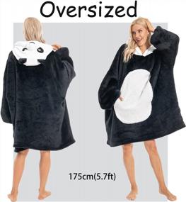 img 3 attached to Unisex Plush Sherpa Animal Hoodie Blanket Sweatshirt With Pocket For Adults, Kids, And Families By NEWCOSPLAY - Stay Cozy And Fashionable