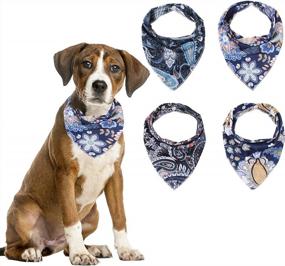img 4 attached to Банданы для собак MBJERRY, 4 шт., регулируемый треугольный платок для домашних животных с 2 застежками, моющийся шарф для щенков для собак, нагрудники (пейсли)