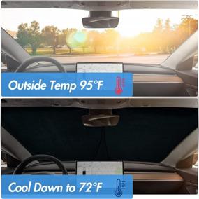 img 1 attached to ARANA Tesla Model 3/Y Windshield Sun Shade - Blocks 99% UV Rays & Heat For Automotive Interior Protection
