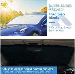 img 2 attached to ARANA Tesla Model 3/Y Windshield Sun Shade - Blocks 99% UV Rays & Heat For Automotive Interior Protection