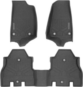 img 4 attached to 🚗 Custom Fit Black Rubber Floor Mats 2 Row Liner Set for 2018-2021 Jeep Wrangler Unlimited JL Models Only - SMARTLINER