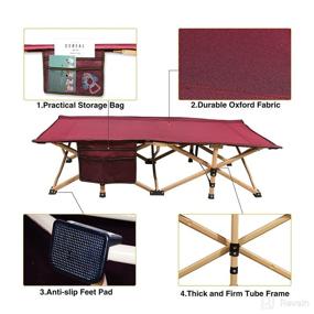 img 2 attached to 🛏️ RedSwing Extra Long Kids Cot - Heavy Duty Toddler Sleeping Cot, Sturdy & Portable for Kids Camp Use - Wine Red