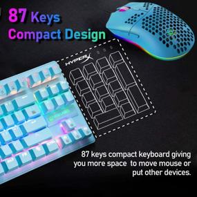 img 3 attached to 🎮 Gaming Keyboard and Mouse Combo - Blue Switch 87 Keys Wired Rainbow Backlit Mechanical Keyboard with Mice Pad and Illuminated Mouse for PC Gamer, Laptop, Office Work