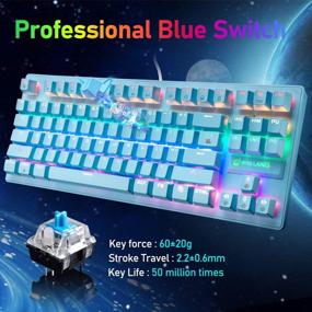 img 2 attached to 🎮 Gaming Keyboard and Mouse Combo - Blue Switch 87 Keys Wired Rainbow Backlit Mechanical Keyboard with Mice Pad and Illuminated Mouse for PC Gamer, Laptop, Office Work