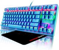 🎮 gaming keyboard and mouse combo - blue switch 87 keys wired rainbow backlit mechanical keyboard with mice pad and illuminated mouse for pc gamer, laptop, office work logo