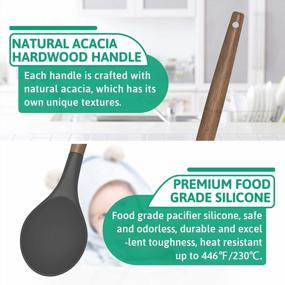 img 1 attached to 7-Piece Silicone Kitchen Utensil Set W/ Acacia Wooden Handles - High Heat Resistant Cooking Tools