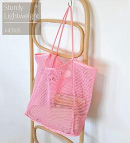 img 3 attached to Stylish And Practical: HOXIS Mesh Beach Tote - Perfect Shoulder Handbag For Women