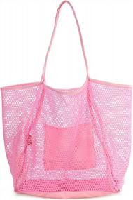 img 4 attached to Stylish And Practical: HOXIS Mesh Beach Tote - Perfect Shoulder Handbag For Women