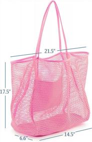 img 1 attached to Stylish And Practical: HOXIS Mesh Beach Tote - Perfect Shoulder Handbag For Women