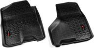 🚗 protective floor liner for 2009-2011 dodge ram 1500 / 2500 / 3500 crew cab - rugged ridge 82903.04, front, black logo