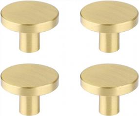 img 4 attached to Upgrade Your Cabinets With RZDEAL Solid Brass Round Knobs And Pulls - Set Of 4 For Your Dresser Or Kitchen Cabinet Doors