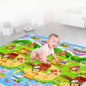 img 2 attached to 🍎 Reversible Baby Play Mat with Fruits and Alphabets Pattern - Ideal Crawl Mat, Foam Blanket, and Rug for Infants, Toddlers, and Kids; Suitable for Indoor and Outdoor Use