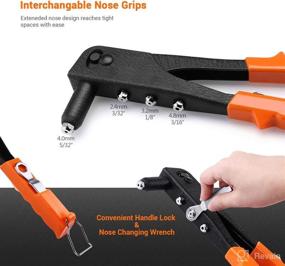 img 3 attached to 🔧 ENGINDOT Rivet Gun: Heavy Duty Hand Riveter with 40 Metal Rivets (3/32", 1/8", 5/32", 3/16") - Includes 4 Tool-Free Rivet Heads - Durable Pop Rivet Gun for Plastic, Metal, Leather, Wood