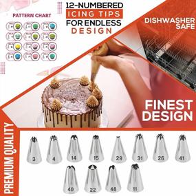 img 1 attached to 🎂 Complete Cake Decorating Supplies Kit - 100Pcs Turntable Set with 30 Piping Bags, 12 Numbered Icing Piping Tips, 50 Cupcake Liners, Whisk, Pattern Chart - Cake Decorating Tools, 2 Icing Spatula, Scraper Set