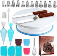 🎂 complete cake decorating supplies kit - 100pcs turntable set with 30 piping bags, 12 numbered icing piping tips, 50 cupcake liners, whisk, pattern chart - cake decorating tools, 2 icing spatula, scraper set логотип