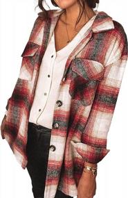 img 4 attached to PRETTYGARDEN Women'S 2023 Fall Clothes Plaid Shacket Jacket Long Sleeve Button Down Flannel Shirts Fashion Blouse