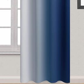 img 1 attached to Yakamok Blue And Greyish White Ombre Curtains, Room Darkening Gradient Color Curtains For Bedroom, Light Blocking Thermal Insulated Window Drapes For Living Room(2 Panels, 52X84 Inch)