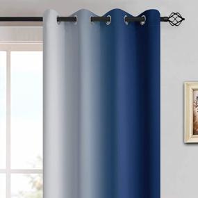 img 2 attached to Синие и серовато-белые шторы Yakamok Ombre, затемняющие градиентные цветные шторы для спальни, светонепроницаемые теплоизолированные оконные шторы для гостиной (2 панели, 52X84 дюйма)