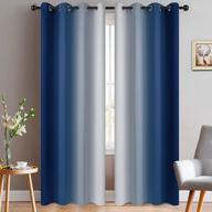 yakamok blue and greyish white ombre curtains, room darkening gradient color curtains for bedroom, light blocking thermal insulated window drapes for living room(2 panels, 52x84 inch) logo