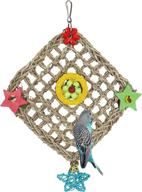 🦜 universal xh bird parrot toys - foraging wall toy with hanging hook, seagrass woven mat & colorful wooden blocks - ideal for lovebirds, budgerigars, conures, and cockatiels логотип