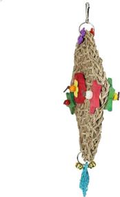 img 2 attached to 🦜 Universal XH Bird Parrot Toys - Foraging Wall Toy with Hanging Hook, Seagrass Woven Mat & Colorful Wooden Blocks - Ideal for Lovebirds, Budgerigars, Conures, and Cockatiels