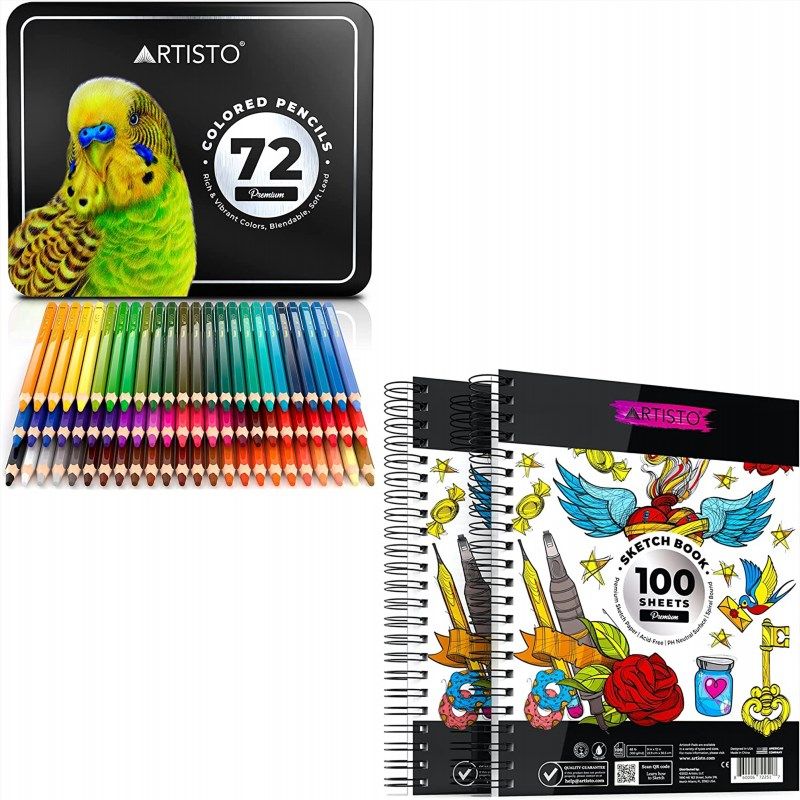 Artisto 5.5x8.5 Premium Sketch Book Set, Pack of 3 (300 Sheets), 84lb (125g/m2)